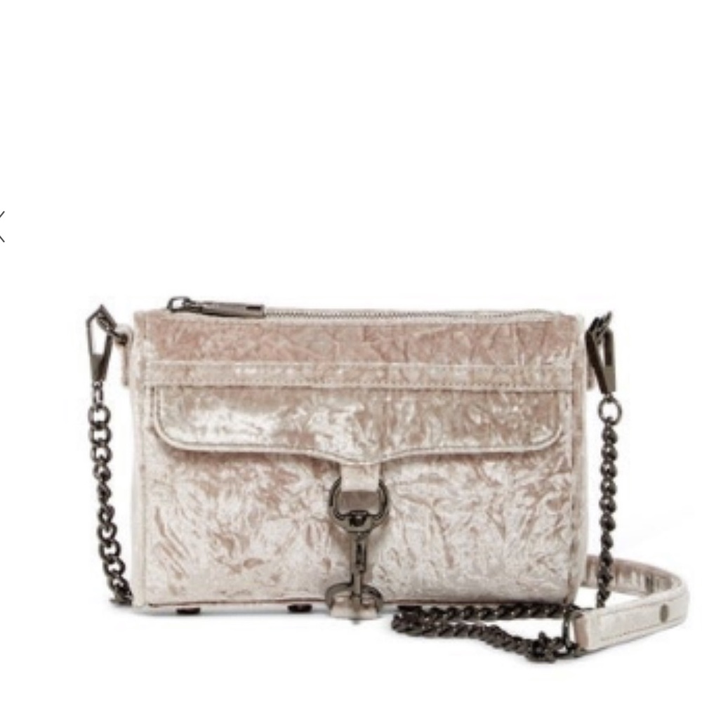 Rebecca Minkoff velvet cream cross body bag